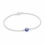 Silver Minimal Evil Eye Bracelet for Women