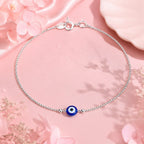 Silver Minimal Evil Eye Bracelet for Women