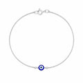Silver Minimal Evil Eye Bracelet for Women