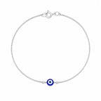 Silver Minimal Evil Eye Bracelet for Women