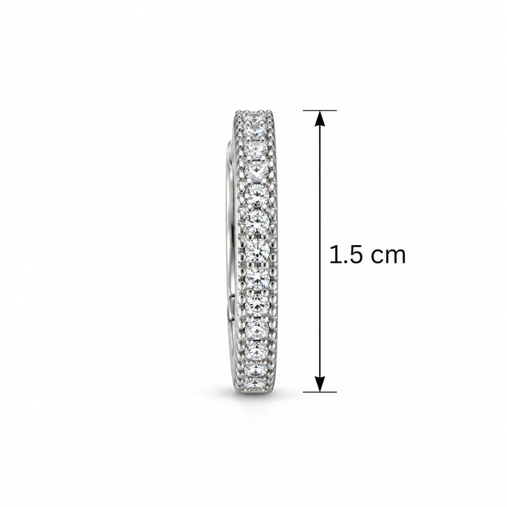 Marvel Silver Radiant Arc Stone Silver Hoop Earrings with Sparkling Stone Design for Women