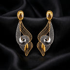 9K Gold Two-Tone Leaf Designer Drop Earrings for Girls