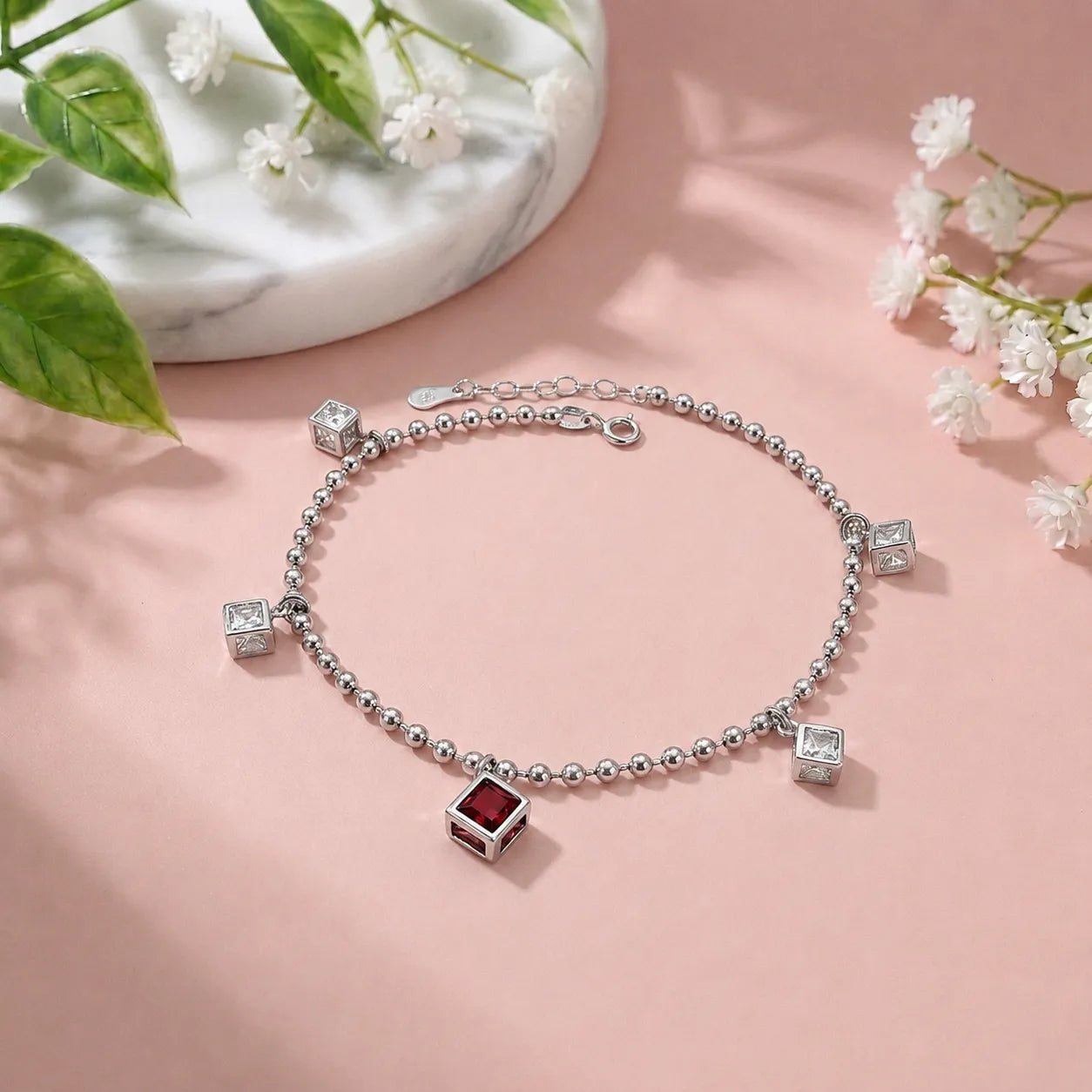 Silver Blue Crystal Anklet