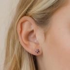 Pink Floral Enamel Stud Earrings