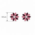 Pink Floral Enamel Stud Earrings