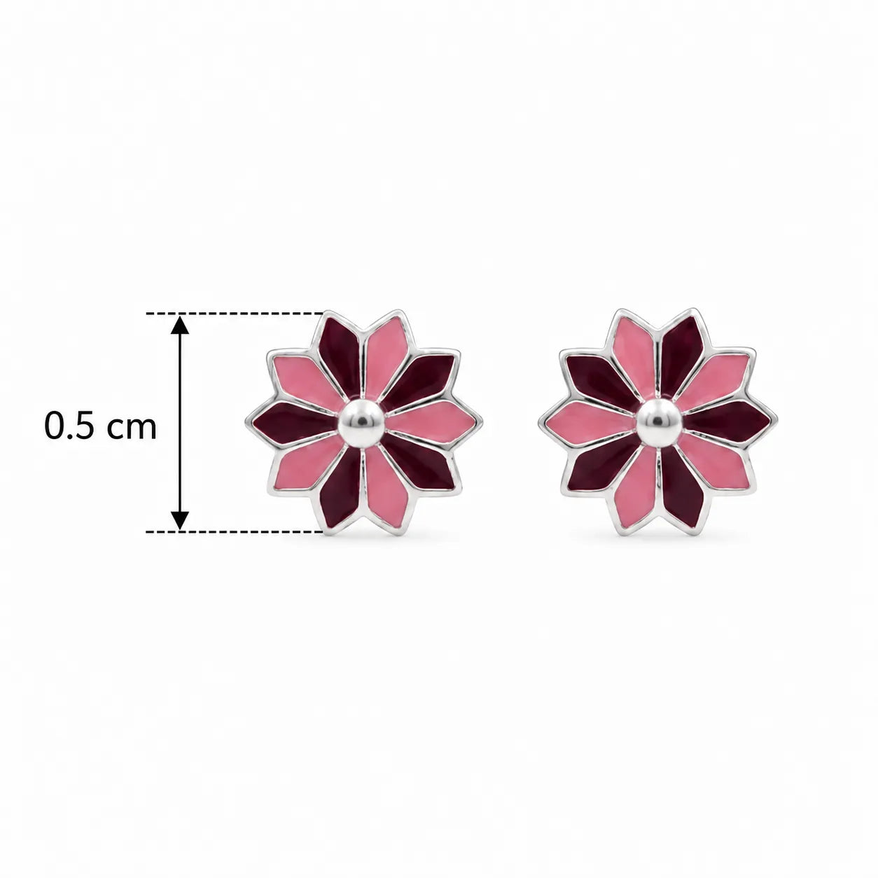 Pink Floral Enamel Stud Earrings