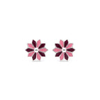 Pink Floral Enamel Stud Earrings