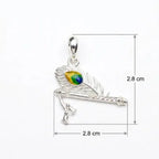 Marvel Silver Krishna Bansuri Mor Pankh silver pendant with colourful peacock feather detailing, chain not included