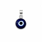 Silver Evil Eye Nazar Pendant in Blue Round Design – Pendant Only – Marvel Silver
