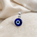 Silver Evil Eye Nazar Pendant in Blue Round Design – Pendant Only – Marvel Silver