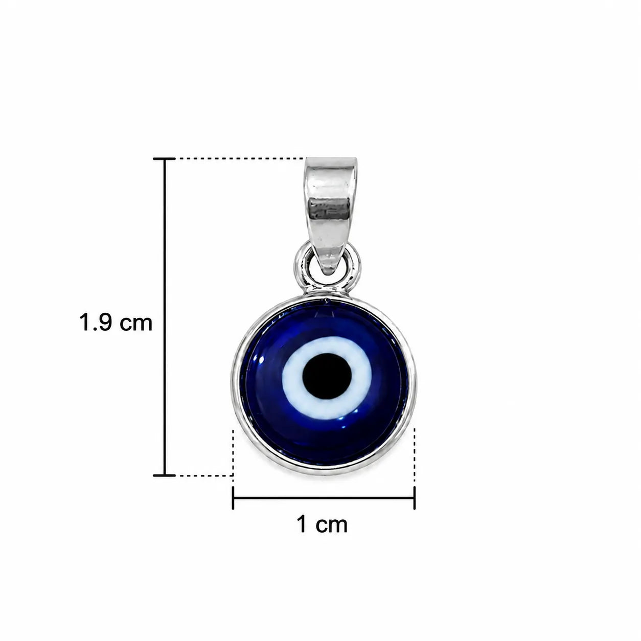 Silver Evil Eye Nazar Pendant in Blue Round Design – Pendant Only – Marvel Silver