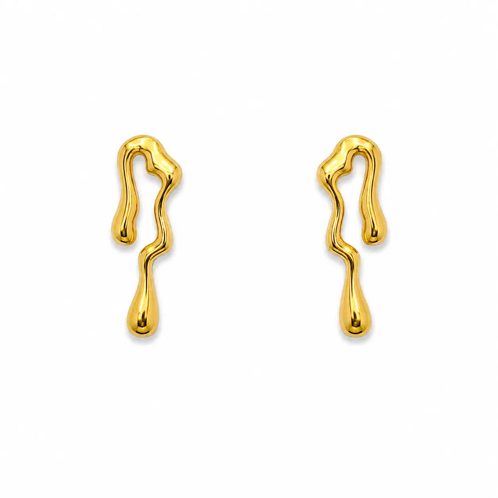 Marvel Silver 9K Gold abstract drop stud earrings for girls featuring a modern freeform minimalist design for everyday and party wear.