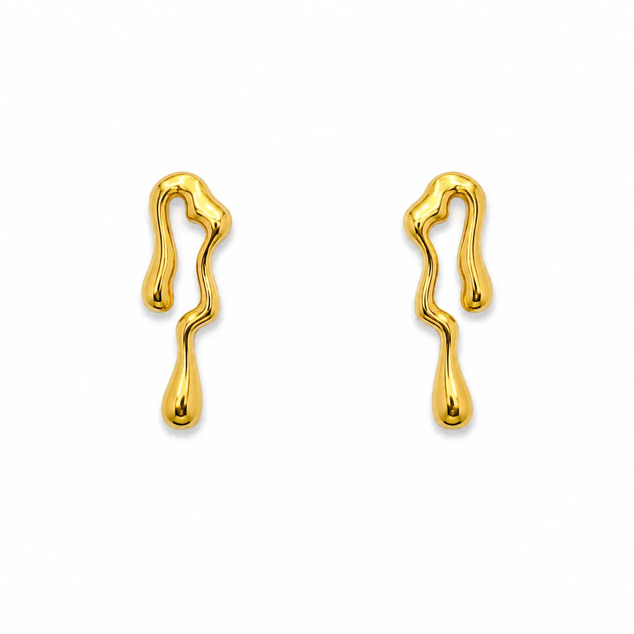 Marvel Silver 9K Gold abstract drop stud earrings for girls featuring a modern freeform minimalist design for everyday and party wear.