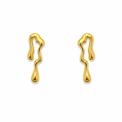 Marvel Silver 9K Gold abstract drop stud earrings for girls featuring a modern freeform minimalist design for everyday and party wear.