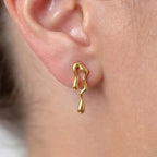 Marvel Silver 9K Gold abstract drop stud earrings for girls featuring a modern freeform minimalist design for everyday and party wear.