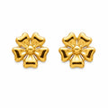 Marvel Silver 9K gold blossom flower stud earrings for women and girls, elegant floral gold earrings for everyday and festive wear.