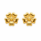 Marvel Silver 9K gold blossom flower stud earrings for women and girls, elegant floral gold earrings for everyday and festive wear.