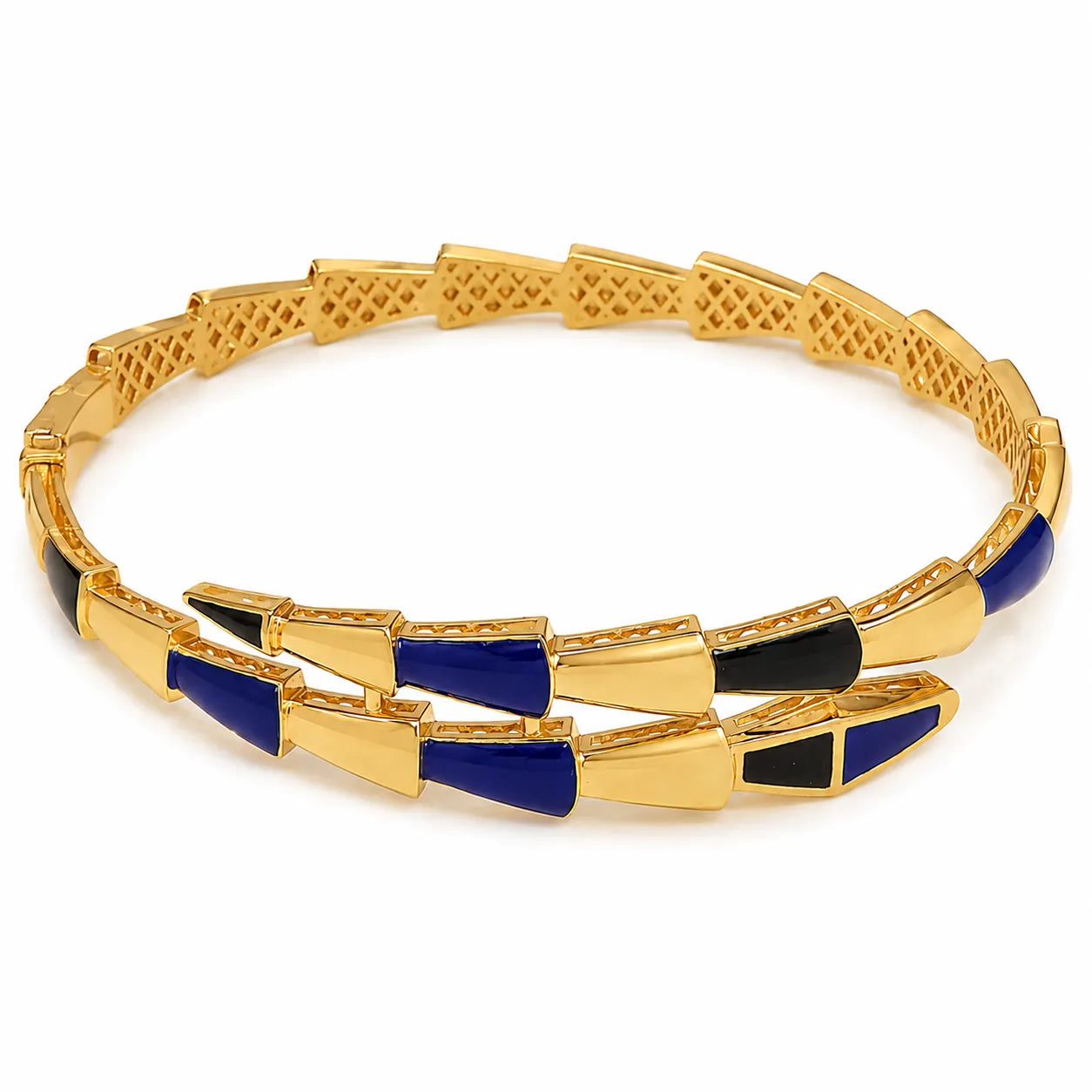 Marvel Silver 9K Gold Blue and Black Enamel Layered Kada for Girls
