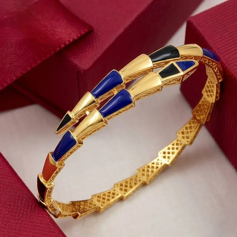Marvel Silver 9K Gold Blue and Black Enamel Layered Kada for Girls