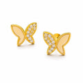 9K Gold Butterfly Crystal Stud Earrings for Girls with sparkling white crystal detailing and polished gold finish by Marvel Silver.