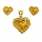 Marvel Silver 9K Gold Butterfly Heart Necklace Set with matching earrings for women, chain not included