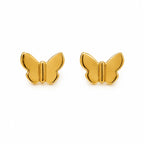 Marvel Silver 9K gold butterfly stud earrings with a polished finish for women and girls, minimalist fine gold jewelry for everyday wear.