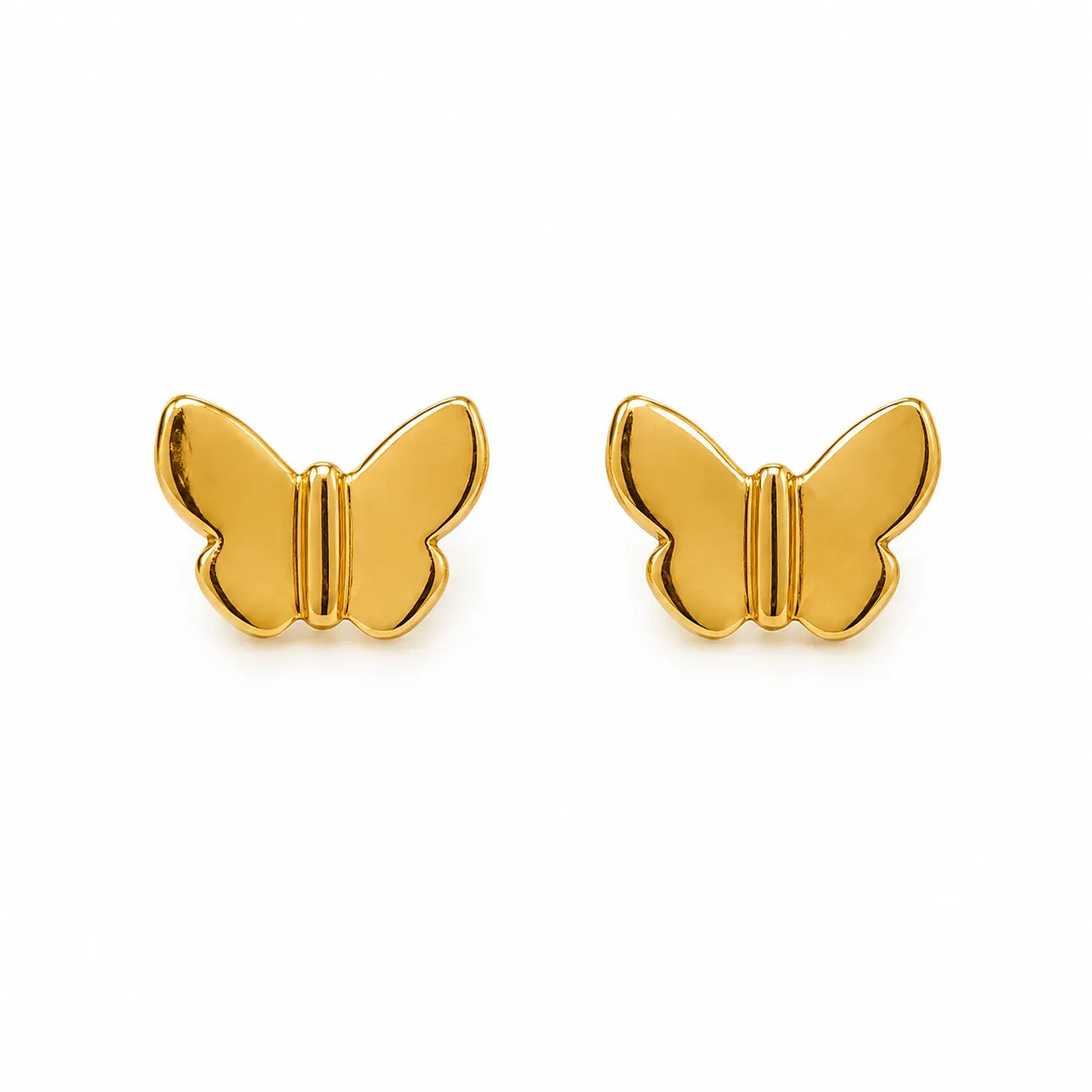 Marvel Silver 9K gold butterfly stud earrings with a polished finish for women and girls, minimalist fine gold jewelry for everyday wear.