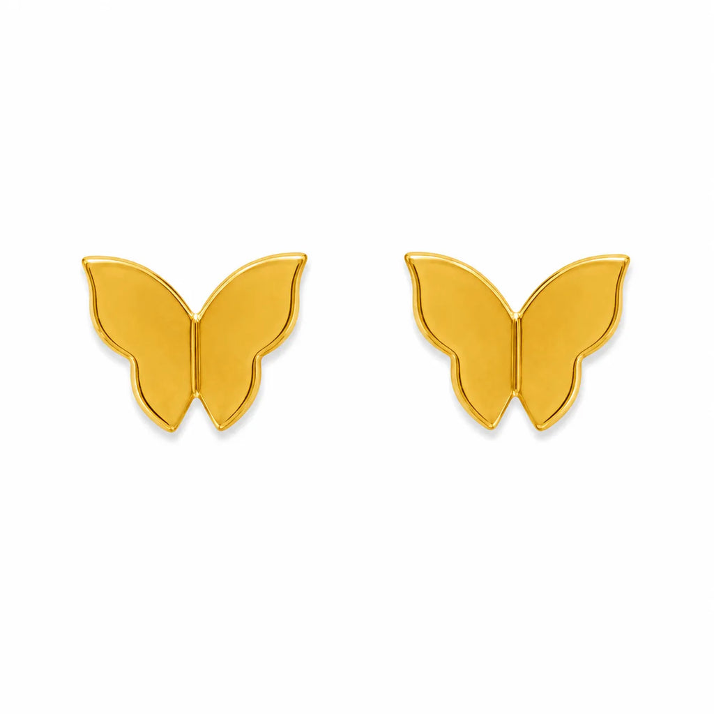 Marvel Silver 9K Gold butterfly stud earrings for girls featuring a sleek minimalist butterfly design for everyday and festive wear.