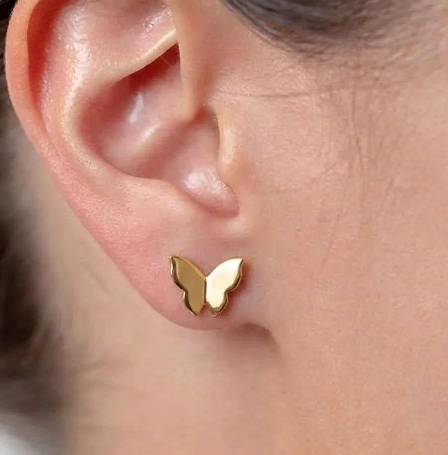 Marvel Silver 9K Gold butterfly stud earrings for girls featuring a sleek minimalist butterfly design for everyday and festive wear.