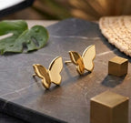 Marvel Silver 9K Gold butterfly stud earrings for girls featuring a sleek minimalist butterfly design for everyday and festive wear.