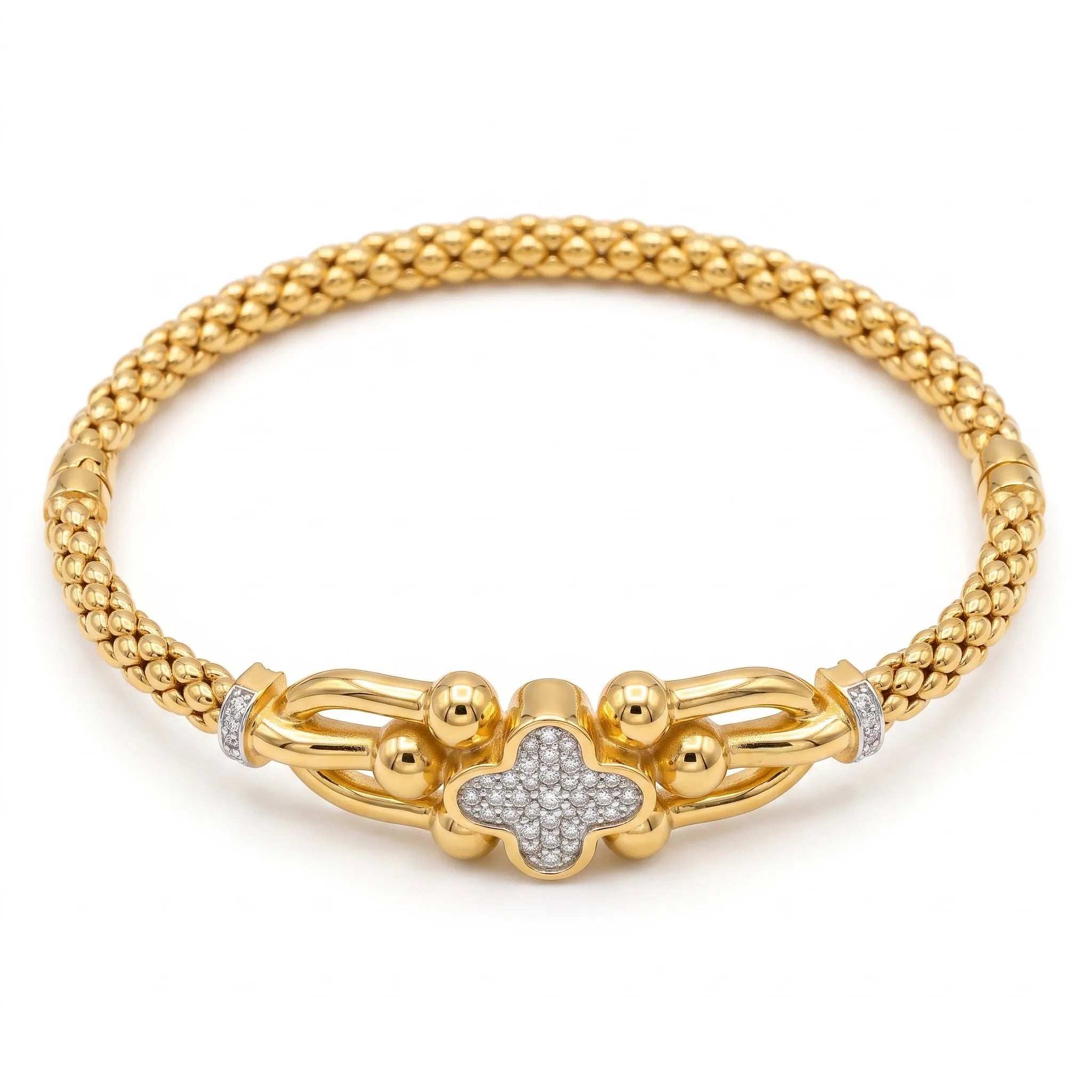 Marvel Silver 9K Gold Clover Charm Beaded Kada for Girls