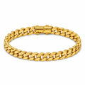 9K gold Cuban link bracelet for men with polished gold links and secure clasp by Marvel Silver.