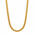 9K gold Cuban link chain for men with polished interlocking gold links by Marvel Silver.