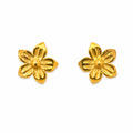 Marvel Silver 9K gold daisy flower stud earrings for women and girls, lightweight floral gold earrings for everyday and festive wear.