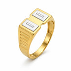 Marvel Silver 9K Gold Double Panel Geometric Ring for Boys and Men