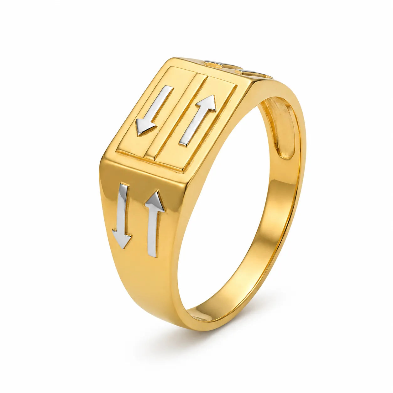 Marvel Silver 9K Gold Dual Arrow Signet Ring for Boys and Men