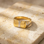 Marvel Silver 9K Gold Dual Square Two-Tone Ring for Boys and Men