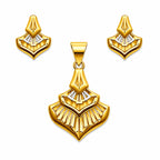 Marvel Silver 9K Gold Fan Necklace Set with Matching Earrings for Women and Girls, Dual-Tone Fan Design, Chain Not Included