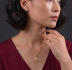 Marvel Silver 9K Gold Fan Necklace Set with Matching Earrings for Women and Girls, Dual-Tone Fan Design, Chain Not Included