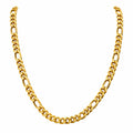 9K gold Figaro link chain for men with polished Cuban links and alternating oval links by Marvel Silver.