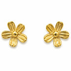 Marvel Silver 9K Gold five-petal flower stud earrings for girls featuring textured petals and a classic floral-inspired design.