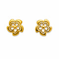 Marvel Silver 9K Gold five-petal openwork flower stud earrings for girls with a polished gold finish and elegant layered floral-inspired design.