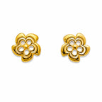 Marvel Silver 9K Gold five-petal openwork flower stud earrings for girls with a polished gold finish and elegant layered floral-inspired design.