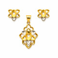 Marvel Silver 9K Gold Floral Designer Pendant Set with Matching Earrings for Women and Girls, Dual-Tone Gold & Silver Finish, Chain Not Included
