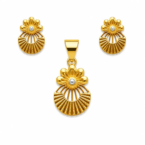 Marvel Silver 9K Gold Floral Necklace Set with Matching Earrings for Women and Girls, Dual-Tone Flower Design, Chain Not Included