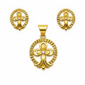 Marvel Silver 9K Gold Floral Necklace Set with Matching Earrings for Women, Elegant Flower Pendant Set, Chain Not Included