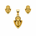 Marvel Silver 9K Gold Floral Pendant Necklace Set with Matching Stud Earrings for Women and Girls, Elegant Traditional Design, Chain Not Included