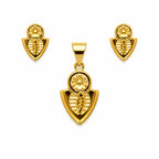 Marvel Silver 9K Gold Floral Pendant Necklace Set with Matching Stud Earrings for Women and Girls, Elegant Traditional Design, Chain Not Included