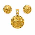 Marvel Silver 9K Gold Floral Round Necklace Set with Matching Earrings for Women and Girls, Elegant Floral Design, Chain Not Included