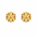 Marvel Silver 9K gold floral stud earrings with a flower design for women and girls, elegant lightweight gold jewelry for everyday wear.